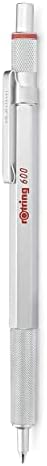 rOtring 600 Ballpoint Pen, Silver Barrel, 1.0mm Medium Point Refill, Black Ink for Writing, Drawing, Graphics and Calligraphy
