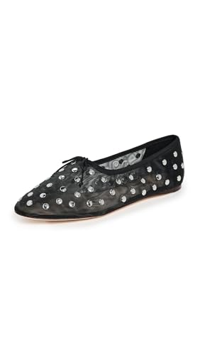 Loeffler Randall Women's Landon Soft Ballet Flats, Black/Silver, 6 Medium US