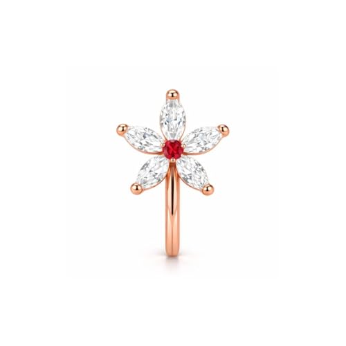 Image of Nilu's Collection Rose Gold American Diamond Non Piercing Nose Pin for Women | Elegant Flower Nose Stud | Minimal Clip-On Nose pin | Anti-Allergy | Anti-Tarnish | Office Wear | Daily Wear | office Wear | Non Piercing