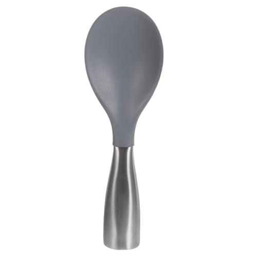 BRIGHTFUFU 1pc Stainless Steel Handle Rice Spoon Serving for Kitchen Utensils Kitchen Tableware Silicone Spoon Rice Scoop Kitchen Supply Rice Spatula Creative Spoon Grey