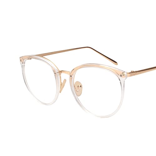 siqiwl Lesebrille, Übergroße runde Brillen, optische Gläser, Metallrahmen, klare Linsen Gläser for Frauen & Männer (Color : Clear-Gold, Size : +2.5) Cover