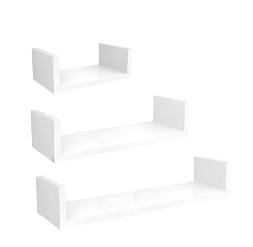 Estanterías Blancas thesecrethome.es – Set de 3 Estantes en Forma de U - Estantería Balda Flotante Mueble Organización para Colgar - Set de 3...