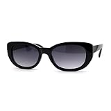 Womens Mod Oval Clout Style Plastic Sunglasses Black Smoke