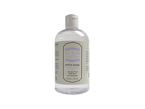 Oak & Sage Homeopathic Facial Toner Witch Hazel Unscented - 12oz Astringent, 100% Pure, No Alcohol, No Additives