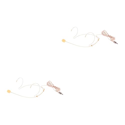 FAVOMOTO 2pcs Professional Condenser Mic Headset Wired Microphone Stand for Voice Amplifier Singing Black