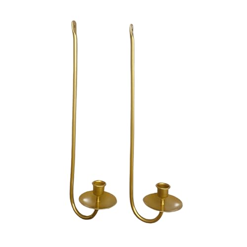Heimvita Juego de 2 portavelas de pared de metal, candelabro negro, montaje en pared, candelabro decorativo vintage, decoración de pared antigua (dorado)
