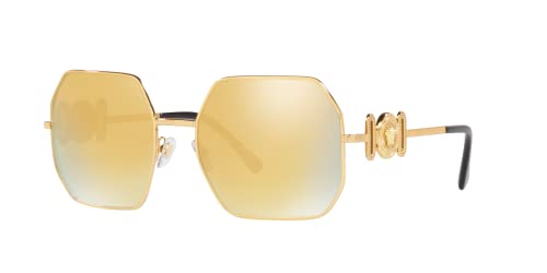 Versace VE 2248 10027P Gold Metal Geometric Sunglasses Gold Mirror Lens