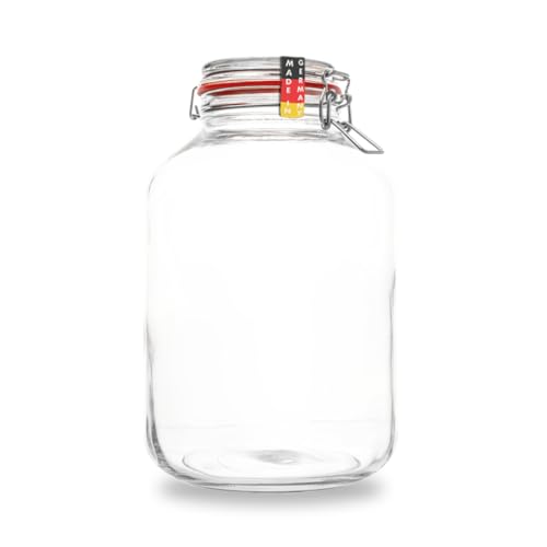 BAUER Flaschenbauer- 1 Drahtbügelgläser 4880ml verwendbar als Einmachglas und Fermentierglas zu Aufbewahrung Gläser zum Befüllen leere Gläser mit Drahtbügel - made in Germany