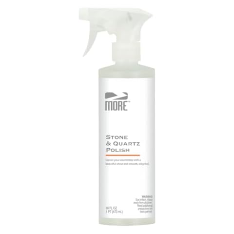 MORE - Stone & Quartz Polish - For Granite, Marble, & Natural Stone Countertops - Spray & Wipe Streak-Free Polish - Water-Based Formula - Marble & Granite Polish - For Indoor & Outdoor Stone - 16 oz Cover
