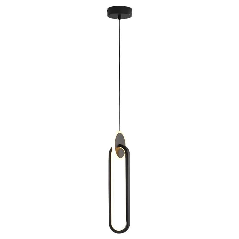 Modern Circular LED Pendant Lights Fixture, Black/Gold Oval Pendant Lighting for Bedroom Living Room Bathroom, Restaurant 12W Dimmable Single Hanging Light Decorative Lighting (Color : 10x40cm 20W Bl