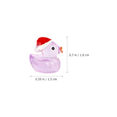 MAGICLULU 24pcs Christmas Mini Resin Ducks Miniature Christmas Hat Ducks Figures Luminous Tiny Ducks Ornaments Micro Landscape Fairy Garden Aquarium Dollhouse Accessories - Image 2