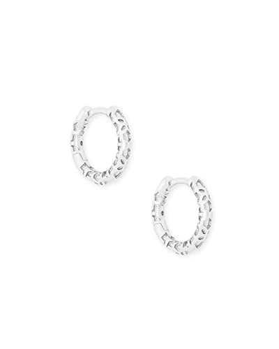 Kendra Scott Maggie Huggie Earrings for Women, Fashion Jewelry, Rhodium-Plated Filigree