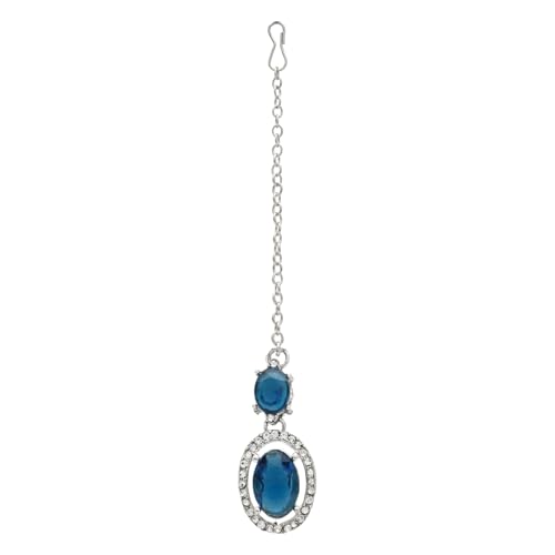 Image of I Jewels Silver Plated Stylish Design Crystal Diamond Necklace With Earrings & Maang Tikka Jewellery Set for Women