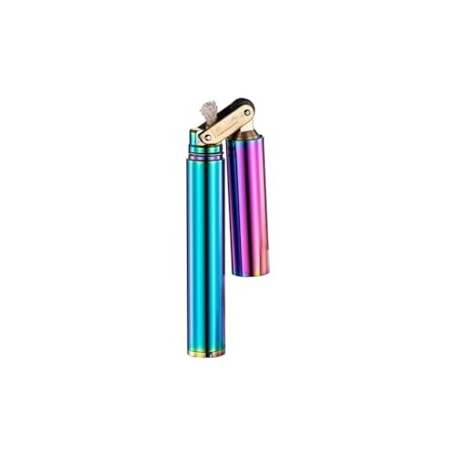 Image of Smoke King Lighter Retro Purple Stick Lighter, Refillable Brass Windproof Pocket Lighter with Open Flame, Classic Gift for Men (Fuel Not Included)
