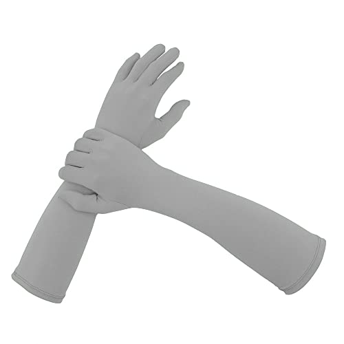 Aniler Unisex Costume 15 Halloween Elbow Length 20s Stretchy Cosplay Solid Color Gloves (One Size Gray)