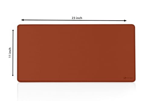 Image of Desk Mat 60x30 cm (11 x 23 inch) Red Brown | Large Mouse Pad for Office Computer Laptop Keyboard | Waterproof Anti-Slip Rubber Base Desk Mat