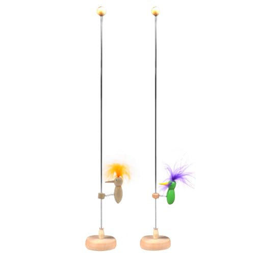 Juguete de pájaro carpintería, Juguete de pájaro carpintería leñoso 2 Piezas de pájaro pájaro pájaro de Carpintero en un Poste de Palo con Base Estable, Vintage Loco pájaro picoteo Retro Juguetes de