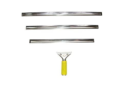 DOCAZOO Telescopic Pole for Cleaning - Window Cleaning Kit, Ceiling Cleaning, Feather Duster, Snow Removal, Window Squeegee, High Reach Indoor & Outdoor Kit - (16" 18" 20" Squeegee Blades)