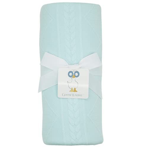 Image of GooseWaddle Luxury Knit Baby Blanket (30 inchx40 inch), Premium Comfort from Ultra Soft Fabrics That Get Softer with Use, Perfect for Any Infant Nursery, Boy or Girl, Machine Washable (Mint)