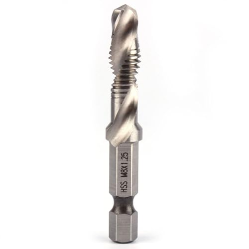 Macho Roscar M8 Taladro, Brocas para Rosca HSS Macho de Roscar Grifo para Taladro Brocas Métrica Rosca Broca Hexagonal, para Agujeros Pasantes Metal Madera