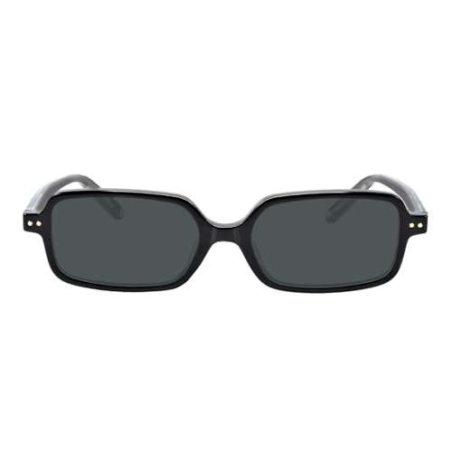 TIJN Retro Rectangular Sunglasses for Women,Vintage 90s Style,Trendy Lightweight UV Protection,Fashion Square Sunnies,Black
