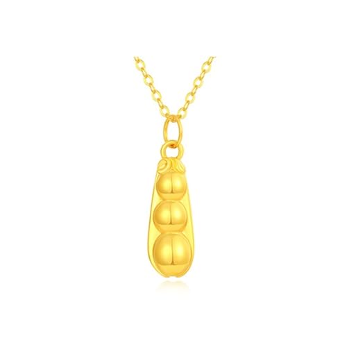 Collier en or 24 carats avec pendentif haricot porte-bonheur, le cadeau parfait pour femme