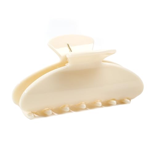 Cloud White Hair Claw Clip for Women Premium PC Material for Long-Term Use 4.1 Inch Big Strong Hold No Slip Hair Clips for Thick or Thin Hair Includes 2 Black Satin Scrunchies