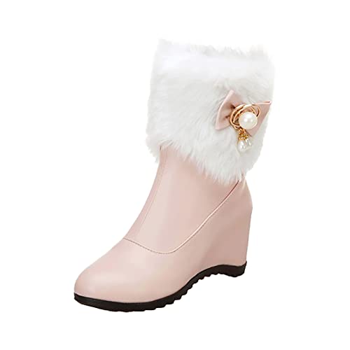 Bottes d'hiver hautes anti-froid en coton doux et fermeture éclair latérale pour femme