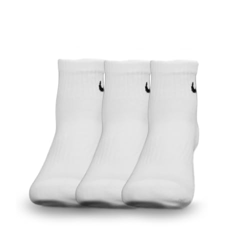 Image of Unisex Ankle Length Cotton Blend Socks, White, Moisture Wicking, Athletic, 3 Pairs