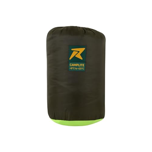 Image of Rocksport Double 2 Person Camplite Rectangular Sleeping Bag I +8 Degree C to +20 Degree C for Camping, Hiking, Indoor & Outdoor, Warm Sleep Bag l Free Adventure Pass (Yellow - Army Green)