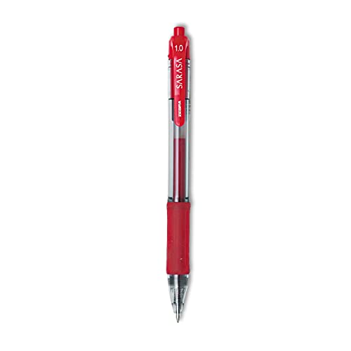 Zebra 46630 Sarasa Retractable Gel Pen, Red Ink, Bold, Dozen