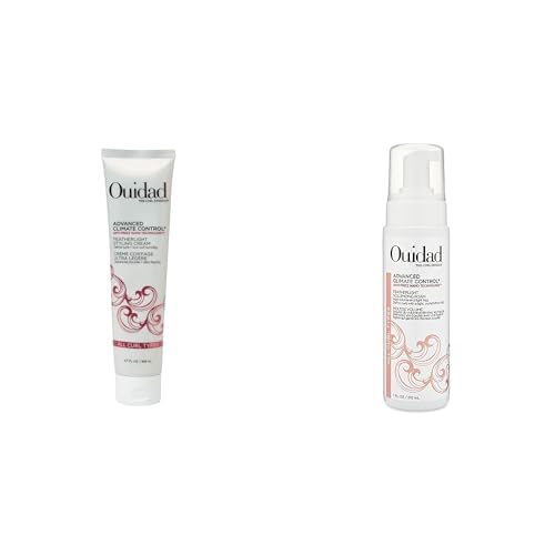 Ouidad Advanced Climate Control Curl Set: 5.7 fl oz Featherlight Styling Cream & 7 fl oz Volumizing Foam - Anti-Frizz Hair Care Bundle for All Curl Types