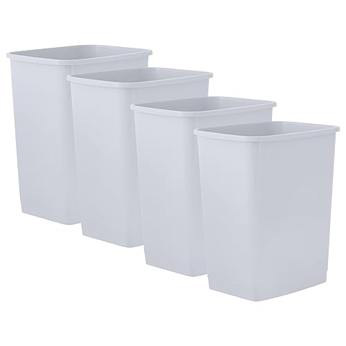 Superio 4.5 Gallon Plastic Trash Can, Waste Bin for Home, Kitchen, Office, Bedroom, Bathroom- 18 Qt (4 Pack, White Smoke)