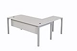 furni24 Schreibtisch Tetra 180 cm grau Winkelschreibtisch Homeoffice Seminartisch Anbautisch rechts o. Links montierbar