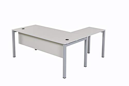 furni24 Schreibtisch Tetra 160 cm grau Winkelschreibtisch Homeoffice Seminartisch Anbautisch rechts o. Links montierbar