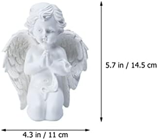 Cabilock Cherub Angel Figurines Kneeling Angel Resin Garden Sculpture Ornament with Wings Memorial Statue Decoration