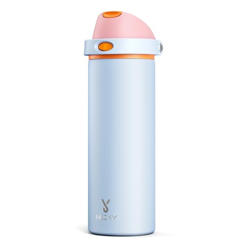 Image of 24 oz Insulated Water Bottle with Straw: Meoky Stainless Steel Metal Water Bottle with 2-in-1 Lid - Leak Proof, Cold for 24 Hours, Fits in Car Cup Holder, BPA-Free for Gym Travel Sports, Periwinkle