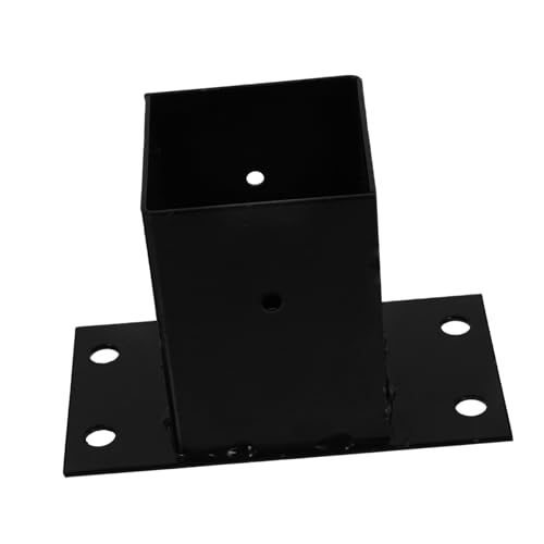 BESTonZON Protectores De Base Para Postes Cuadrados De Metal Negro, Soporte Resistente Para Barandilla, Base Para Buzón, Adecuado Para Terraza y Pabellón, Kit De Montaje Sencillo