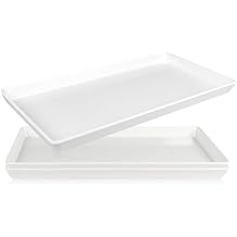 3pcs White Melamine Serving Trays, 11.8x6.2 Inch Reusable Rectangle Appetizer Platters, Plastic Tray for Desserts, Fruit, Cookies, Charcuterie, Snack, Party Food Display - Dishwasher Safe