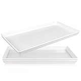 CZWESTC 3pcs White Melamine Serving Trays, 11.8x6.2 Inch Reusable Rectangle Appetizer Platters, Plastic Tray for Desserts, Fruit, Cookies, Charcuterie, Snack, Party Food Display - Dishwasher Safe