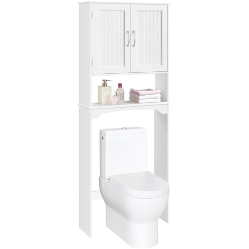 Yaheetech Mueble Alto para Lavadora Armario Estantería Organizador de Baño Compartimento y Estante Ajustable 75x23x180 cm Blanco