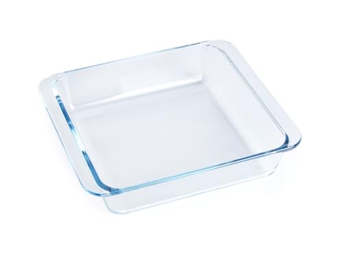Classic Tempered Glass Baking Dish, Square Borosilicate Glass Baking Pan. Oven, Microwave, Refrigerator and Dishwasher Safe. -1.3L