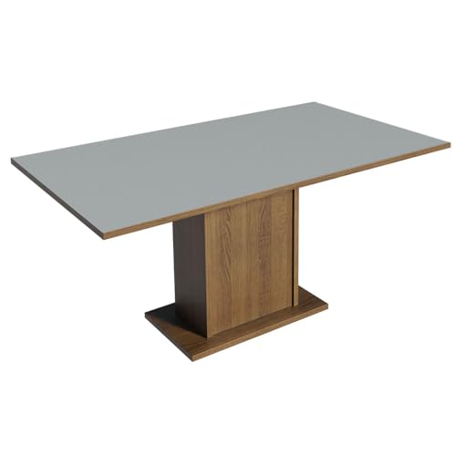 Image of Madesa 4 Seater Dining Set with Fully Cushioned Rectangular Table Top, Sturdy Wooden 160 Cm for Dining Room and Kitchen - Brown /Grey /Beige