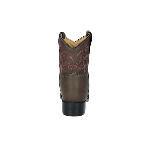 Image of Smoky Mountain Girls Brown with Pink Stitch Monterey Western Cowboy Boots, 6 US