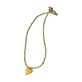 NTIYOU Collar con colgante de corazón dulce, gargantilla bonita con cuentas coloridas, cadena for el cuello, joyería for mujer(Yellow)