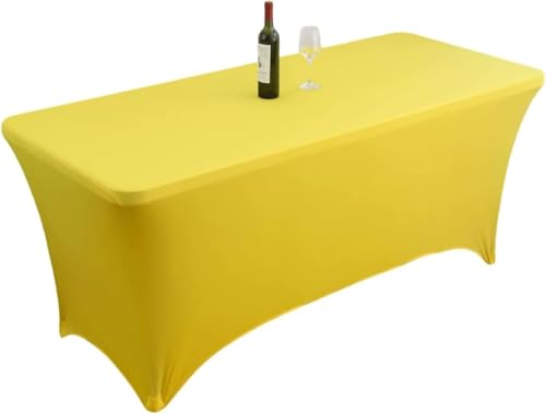 Nappe extensible rectangulaire jaune 6FT pour table de banquet ajustable - 2