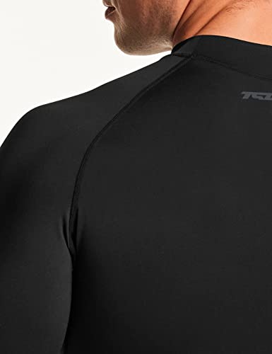 Tsla Men's Upf 50+ Long Sleeve Rash Guard, Uv/Spf Quick Dry Swim Shirt, Water Surf Swimming Shirts, Basic Guard Black, Small #TOP5