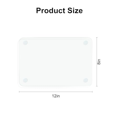 KimiDitt Tempered Glass Cutting Board, 12x8" Cutting Board for Kitchen Counter,Small Size Clear Glass,with Non-Slip Feet, Scratch Resistant,Heat Resistant