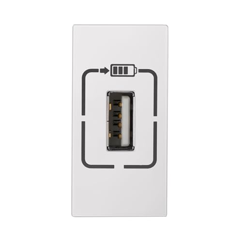 Image of Legrand Lyncus Modular Type-A USB Charger Socket (1500mA, 1-Module, White) | Fast Charging, IS 13252 Certified | Compatible w /All Smartphones, Tabs | Wall USB-Socket for Home, Office, Hotel