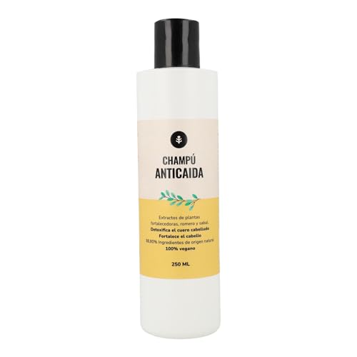 PLANETA HUERTO | Champú Anticaída 250 ml, Fortalecedor con Romero, Sabal y Extractos Vegetales, Detox Cuero Cabelludo - Champú Anticaída 98,8% Ingredientes Naturales, Vegano y Sin Sulfatos